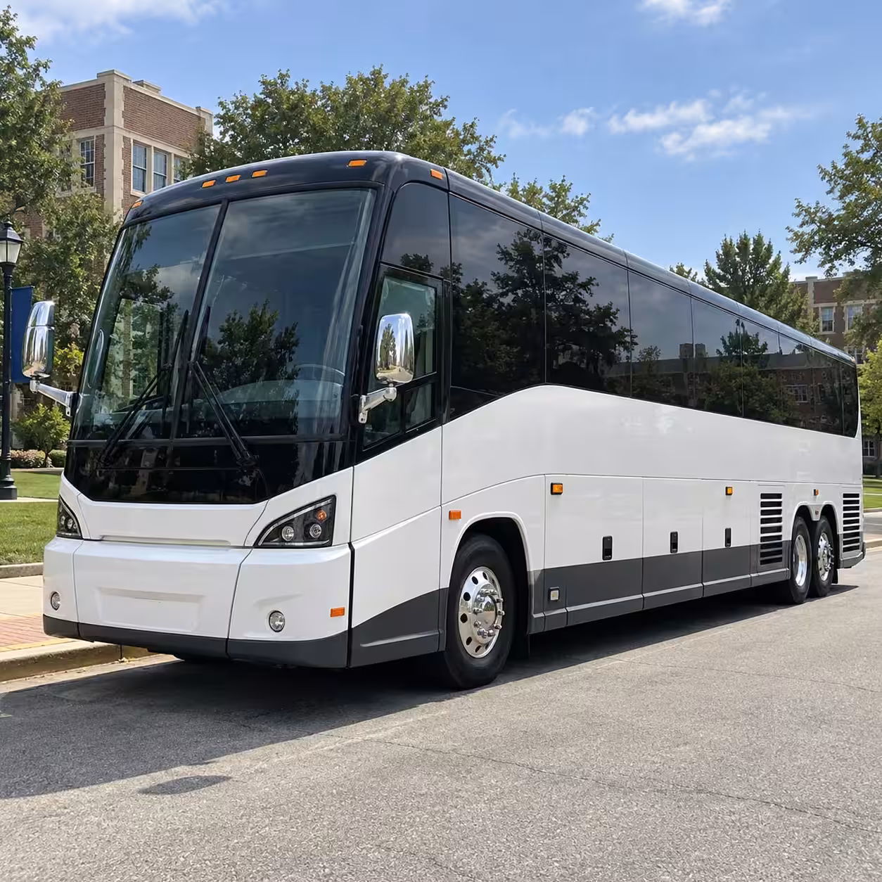 merced charter bus rental exterior