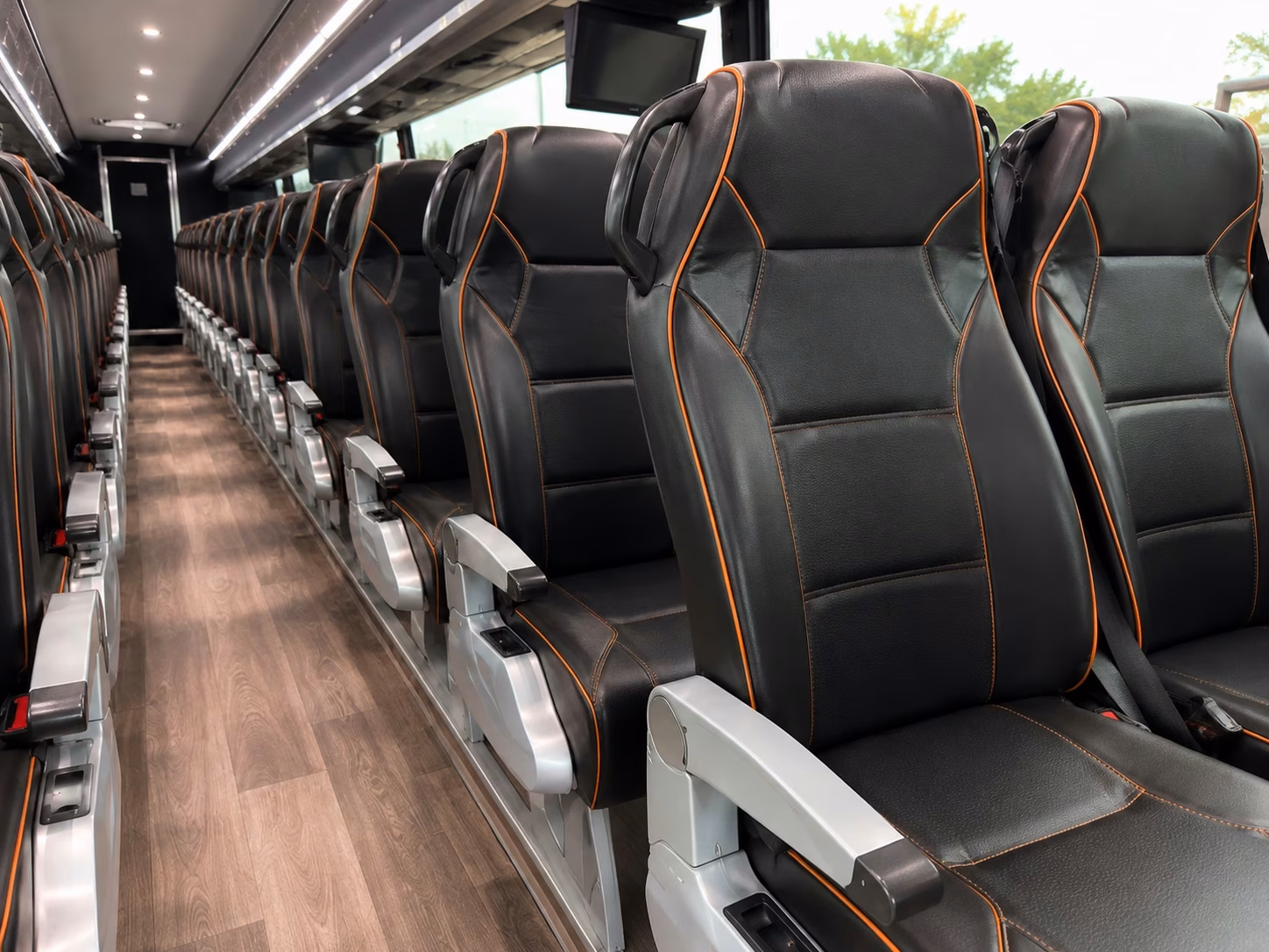merced charter bus rental interior